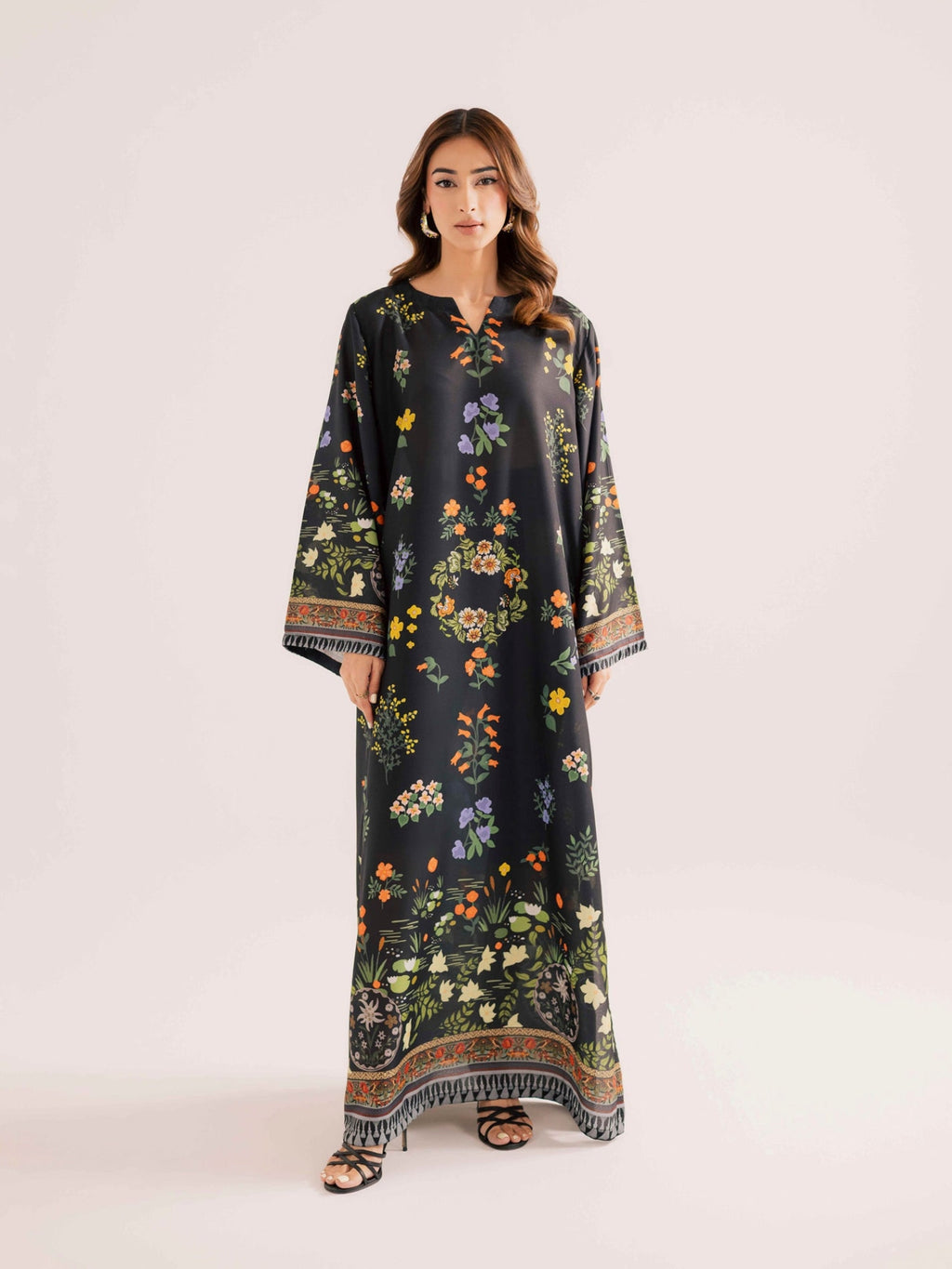 Black Bloom Kaftan